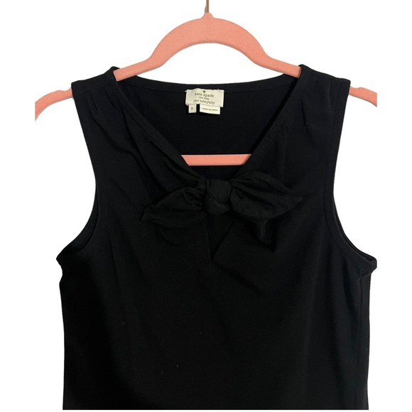 Kate Spade Size S Top Black bow front sleeves keyhole top cotton blend - Picture 4 of 12